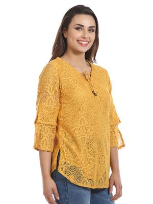 tie up neck floral laced top - 16417509 - Standard Image - 2