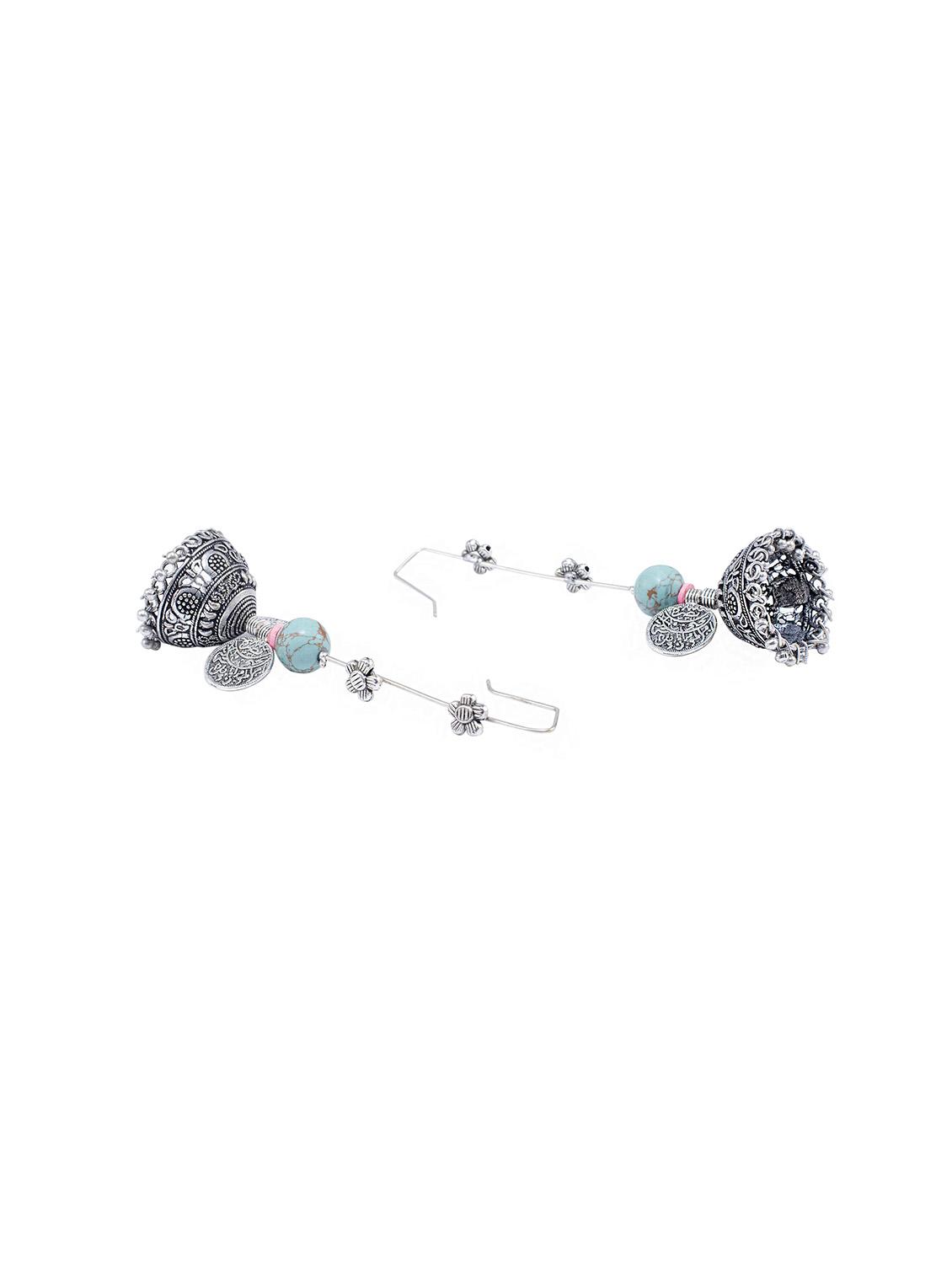 silver brass jhumka earring - 16417623 - Zoom Image - 2