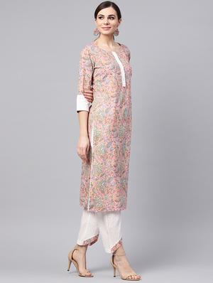 floral straight kurta pant set - 16417918 - Standard Image - 2