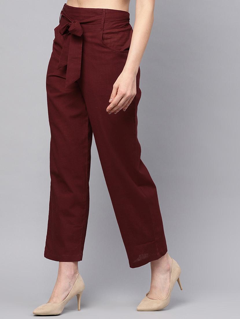 tie up waist solid trouser - 16417975 - Zoom Image - 2
