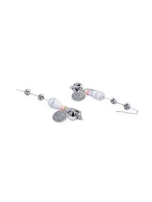 silver brass drop earring - 16419065 - Standard Image - 2