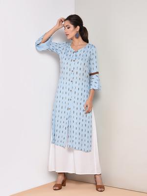 ikat printed straight kurta - 16419108 - Standard Image - 2