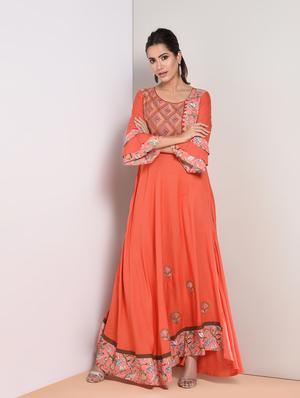 embroidered flared kurta - 16419110 - Standard Image - 2