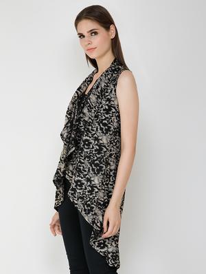 waterfall neck floral high low shrug - 16419423 - Standard Image - 2