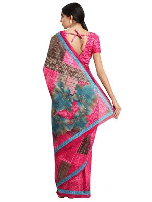 abstract printed saree with blouse - 16420115 - Standard Image - 2