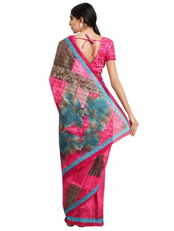 abstract printed saree with blouse - 16420115 - Zoom Image - 2