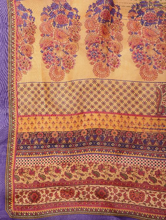 floral printed saree with blouse - 16420117 - Zoom Image - 2