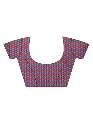 geometric printed saree with blouse - 16420120 - Standard Image - 2