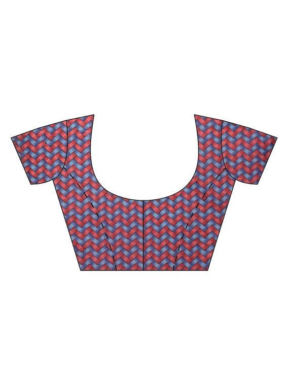 geometric printed saree with blouse - 16420120 - Zoom Image - 2