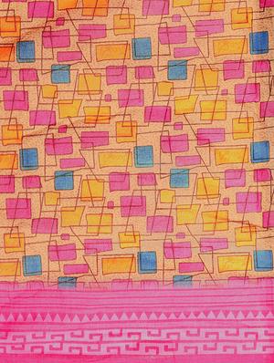 geometric printed saree with blouse - 16420121 - Standard Image - 2