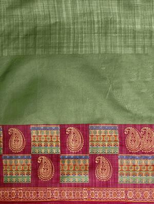 paisley printed saree with blouse - 16420122 - Standard Image - 2