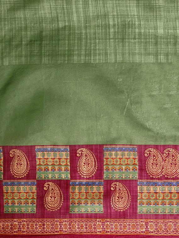paisley printed saree with blouse - 16420122 - Zoom Image - 2