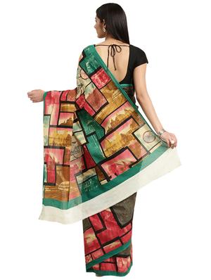 geometric printed saree with blouse - 16420127 - Standard Image - 2