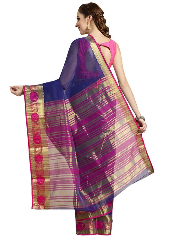 self-design woven saree with blouse - 16420250 - Zoom Image - 2