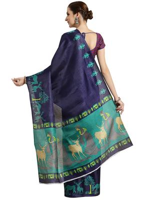 conversational printed saree with blouse - 16420255 - Standard Image - 2