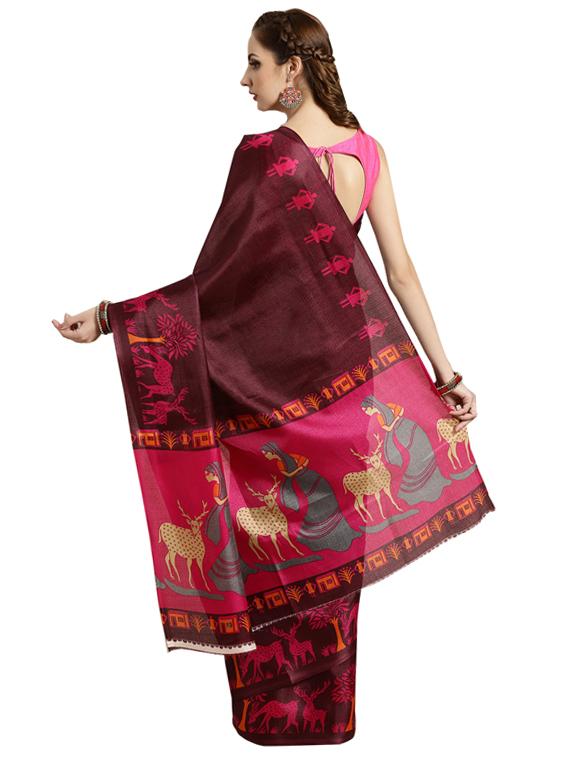 conversational printed saree with blouse - 16420257 - Zoom Image - 2
