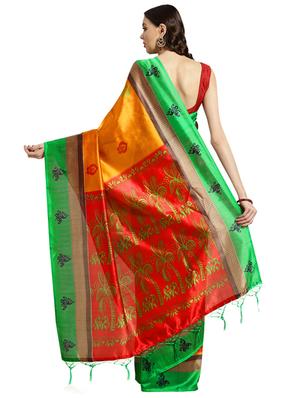 conversational printed saree with blouse - 16420260 - Standard Image - 2