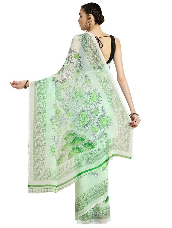 floral printed saree with blouse - 16420269 - Zoom Image - 2