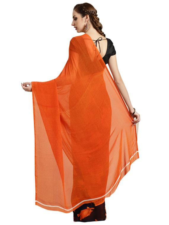 half & half printed saree with blouse - 16420270 - Zoom Image - 2
