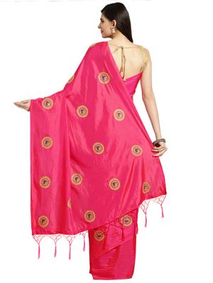 solid embroidered saree with blouse - 16420272 - Standard Image - 2