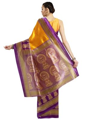 bordered solid saree with blouse - 16420274 - Standard Image - 2