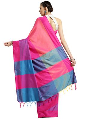 color block printed saree with blouse - 16420277 - Standard Image - 2