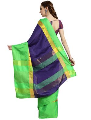 color block bordered saree with blouse - 16420280 - Standard Image - 2