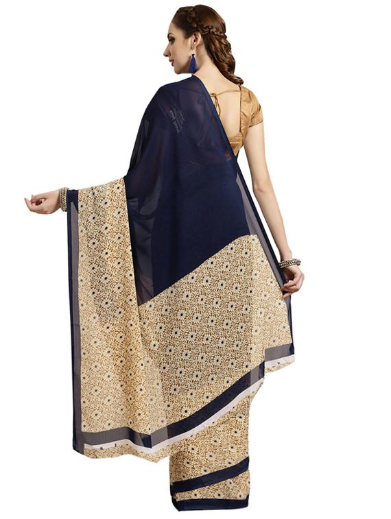bordered printed saree with blouse - 16420285 - Zoom Image - 2