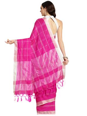 checkered printed saree with blouse - 16420287 - Standard Image - 2