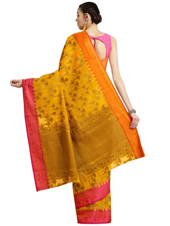 floral bordered saree with blouse - 16420288 - Zoom Image - 2