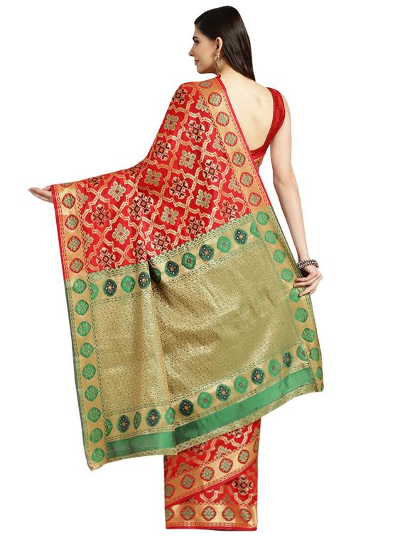 floral woven saree with blouse - 16420291 - Zoom Image - 2