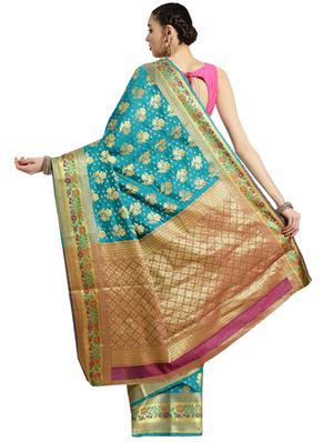 floral woven saree with blouse - 16420292 - Standard Image - 2