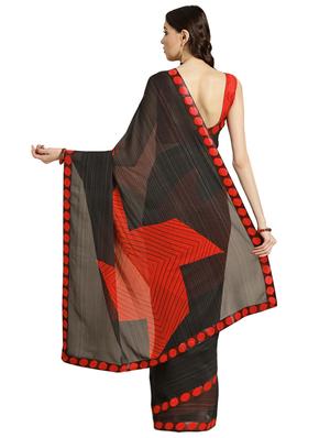 geometrical printed saree with blouse - 16420295 - Standard Image - 2