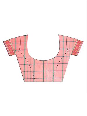 checkered printed saree with blouse - 16420302 - Standard Image - 2