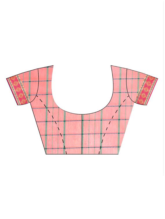 checkered printed saree with blouse - 16420302 - Zoom Image - 2