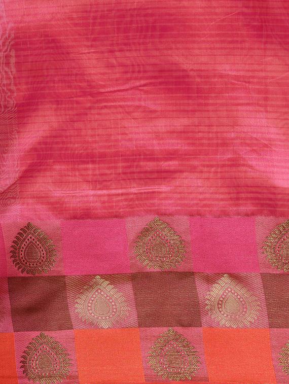 solid bordered saree with blouse - 16420304 - Zoom Image - 2