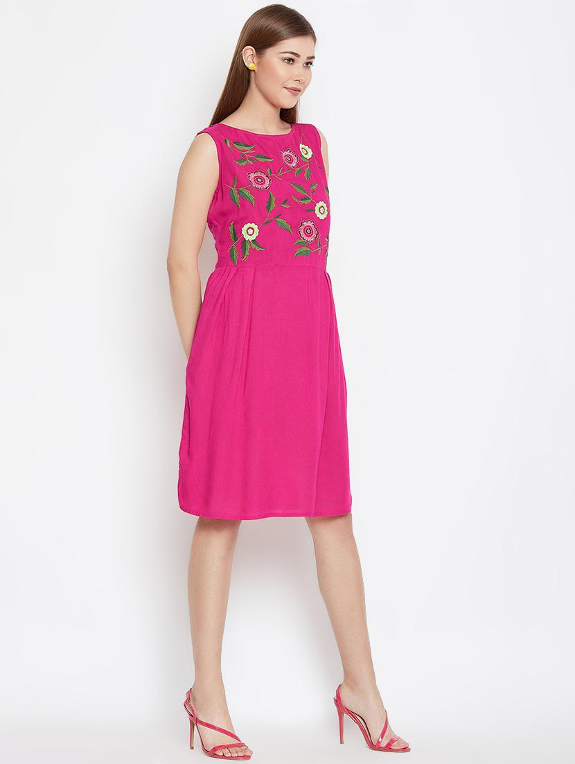 round neck embroidered a-line dress - 16420500 - Zoom Image - 2