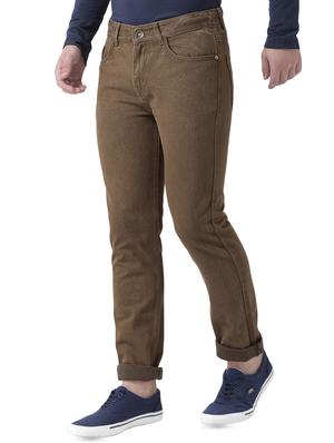 brown solid plain denim jeans - 16420635 - Standard Image - 2