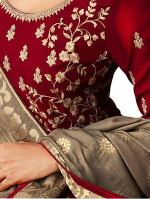 embroiered semi-stitched suit - 16420732 - Standard Image - 2