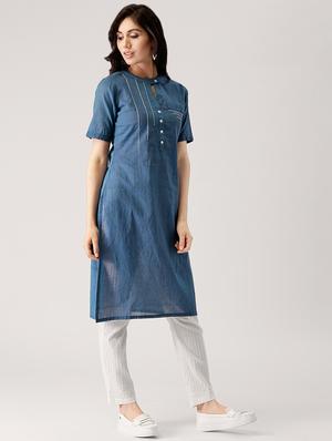 striped printed straight kurta - 16421982 - Standard Image - 2