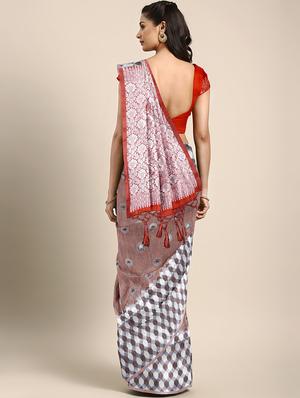floral zari motif banarasi saree with blouse - 16422109 - Standard Image - 2