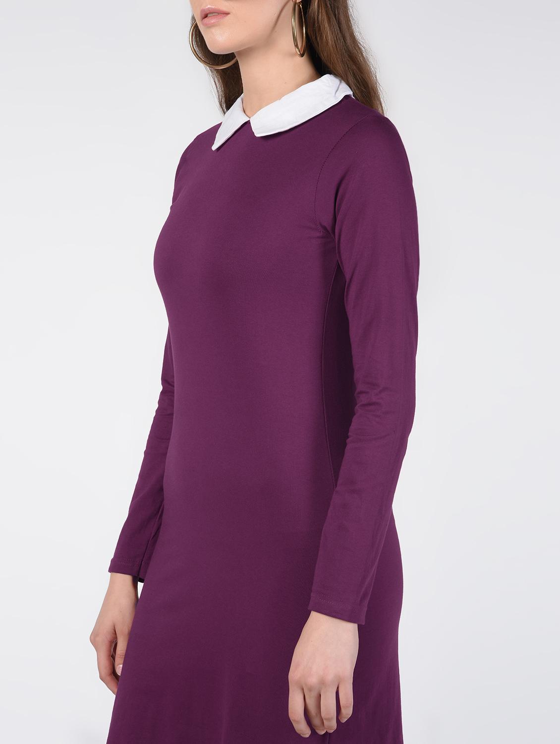 contrast collar solid sheath dress - 16422338 - Zoom Image - 5