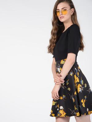 round neck floral flared dress - 16422387 - Standard Image - 2
