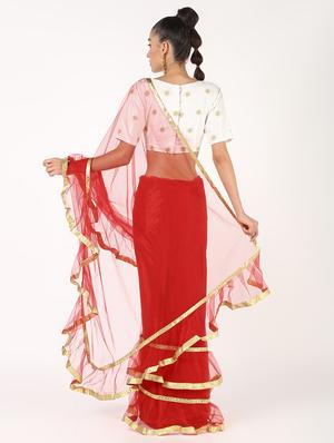 ruffled fusion saree with blouse - 16423433 - Standard Image - 2