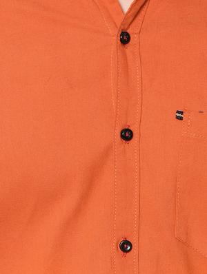 orange solid casual shirt - 16423726 - Standard Image - 5
