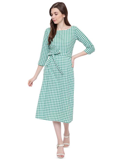 tie front checkered a-line dress - 16423968 - Standard Image - 1