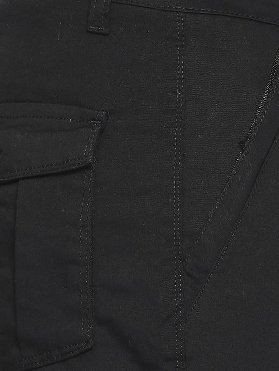 black cotton cargos casual trousers - 16425034 - Zoom Image - 5