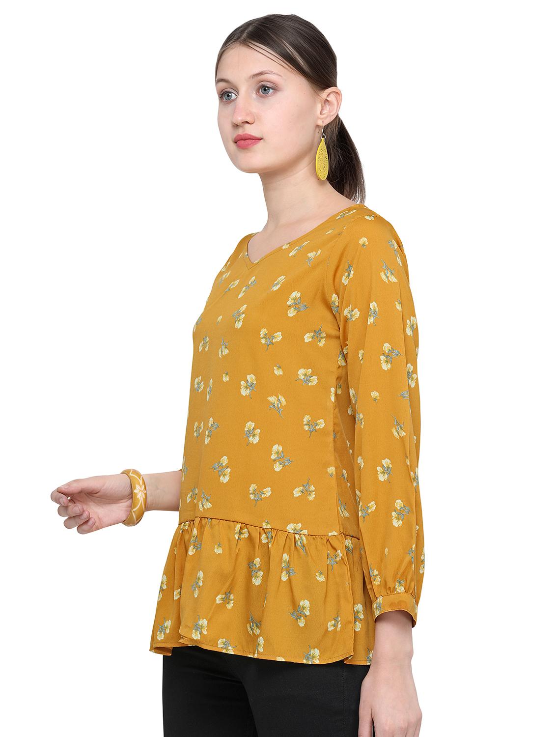 V-neck gathered floral top - 16425393 - Zoom Image - 2