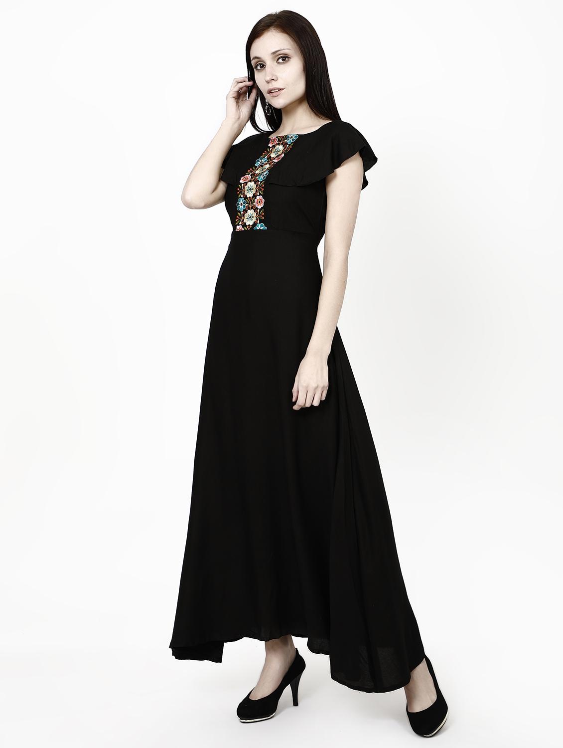 embroidered detail flared gown - 16428055 - Zoom Image - 2