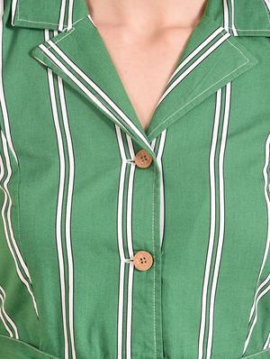 lapel neck striped shirt dress - 16428058 - Standard Image - 5